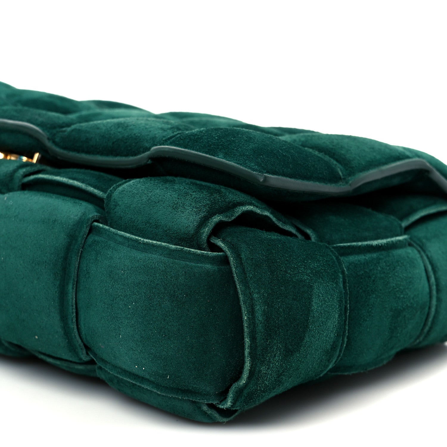 Bottega Veneta Suede Maxi Intrecciato Padded Chain Cassette Crossbody Bag Emerald Green 12 of 12