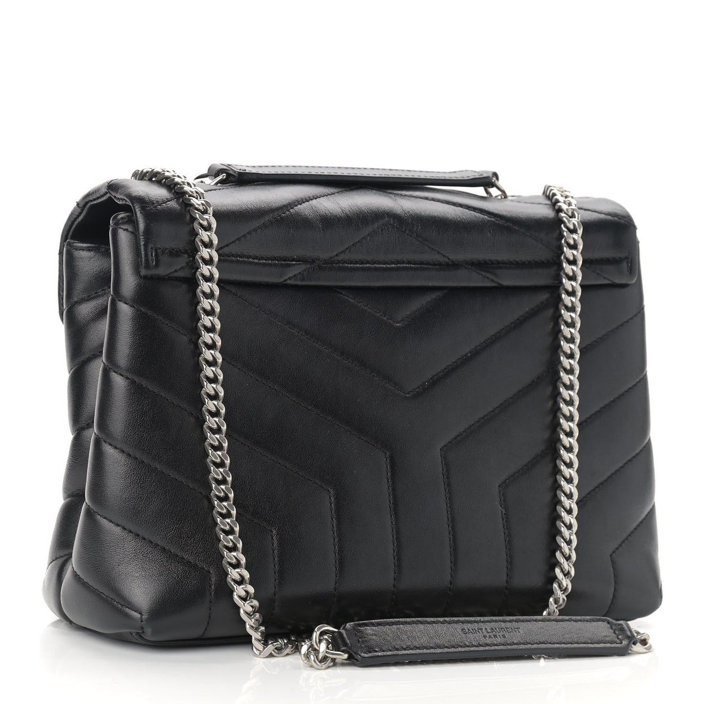 Calfskin Y Quilted Monogram Small Loulou Chain Satchel Black