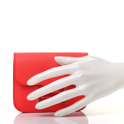 Hermes Epsom Enamel Constance Slim Wallet Rouge de Coeur Rubis 3 of 9