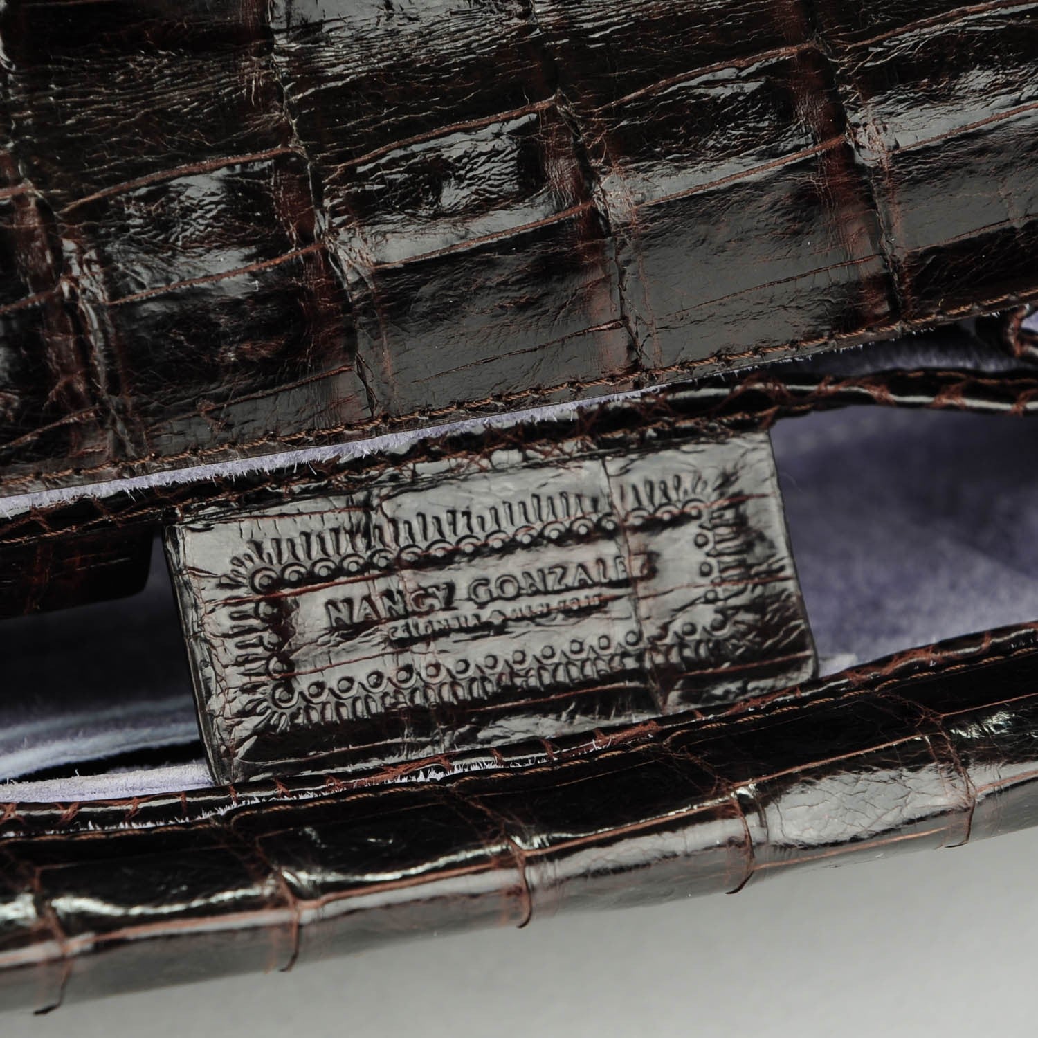 Nancy Gonzalez Glossy Crocodile Foldover Clutch Brown 5 of 7