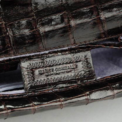 Nancy Gonzalez Glossy Crocodile Foldover Clutch Brown 5 of 7