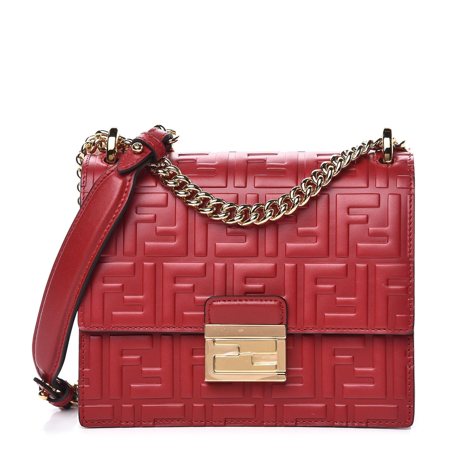 Vitello Liberty FF 1974 Embossed Small Kan U Shoulder Bag Fragola