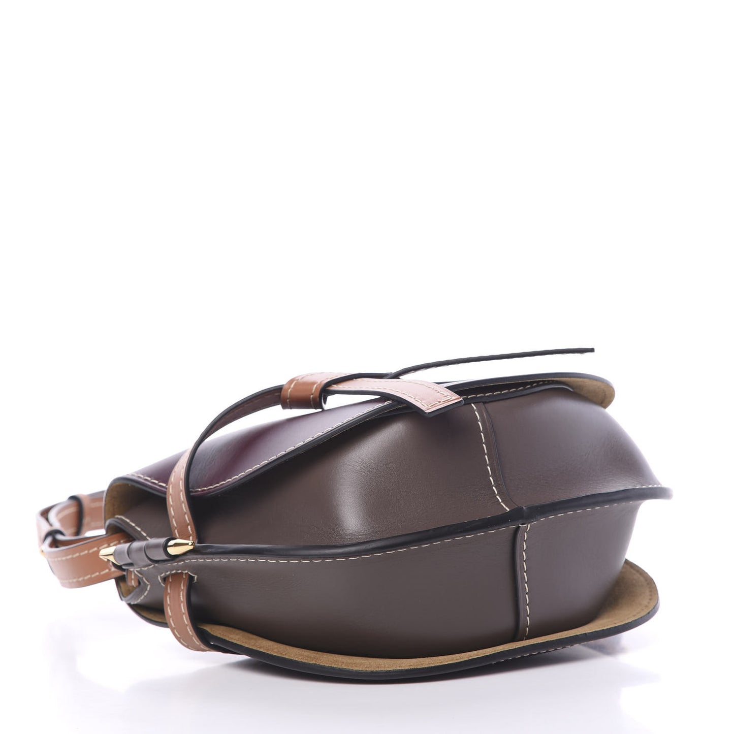 Calfskin Small Gate Crossbody Bag Oxblood Tan