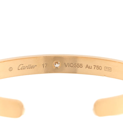 Cartier 18K Yellow Gold 1 Diamond LOVE Cuff Bracelet 17 3 of 5