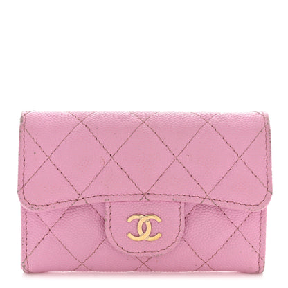 Chanel Caviar Quilted Flap Card Holder Wallet Light Pink 1 of 13