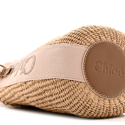Chloe X MIFUKO Raffia Calfskin Small Woody Basket Shoulder Bag Beige Light Pink 8 of 9