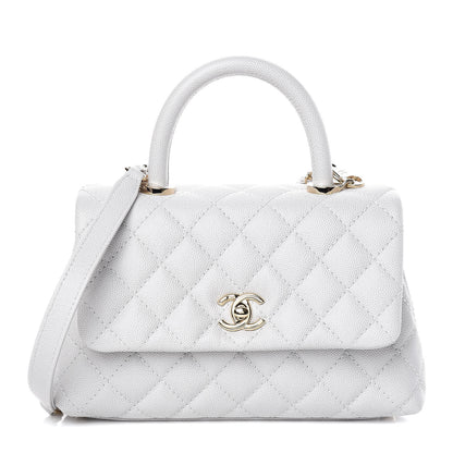 Chanel Caviar Quilted Mini Coco Handle Flap Light Grey 1 of 12