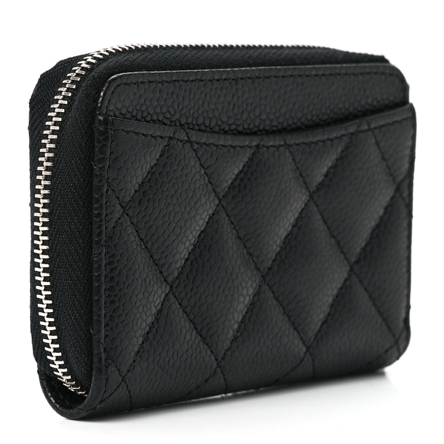 Caviar Quilted Zip Coin Purse Black