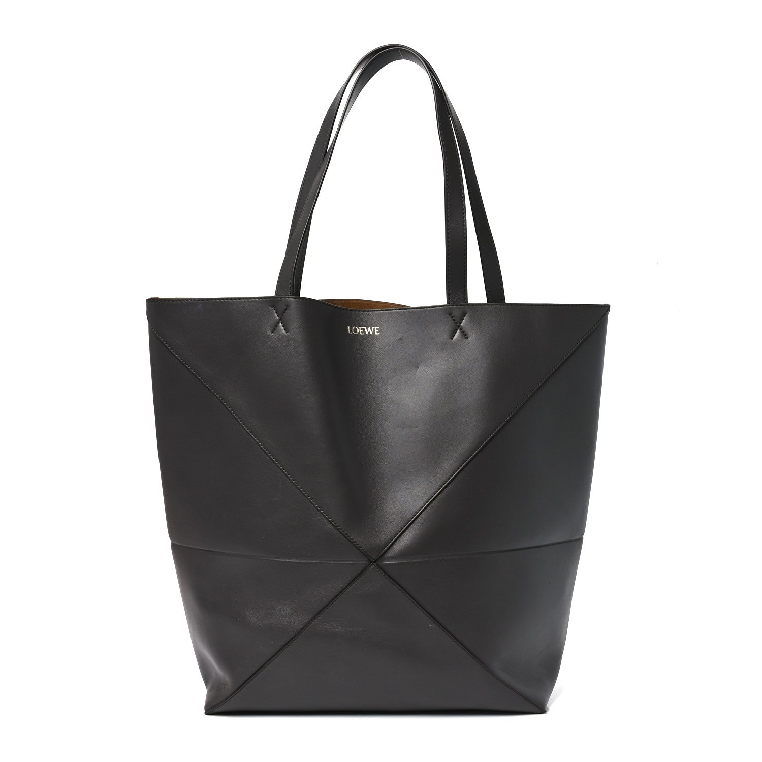 Loewe Shiny Calfskin Large Puzzle Fold Tote Dark Grey 1 of 10
