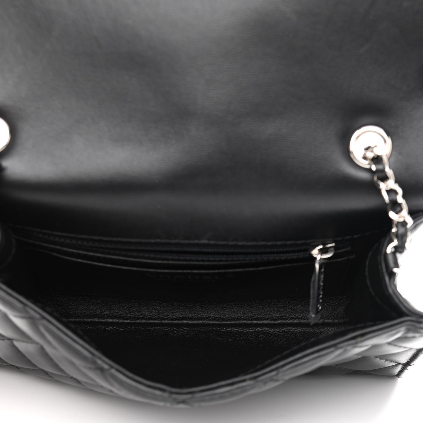 Lambskin Quilted Kiss Lock Flap Bag Black