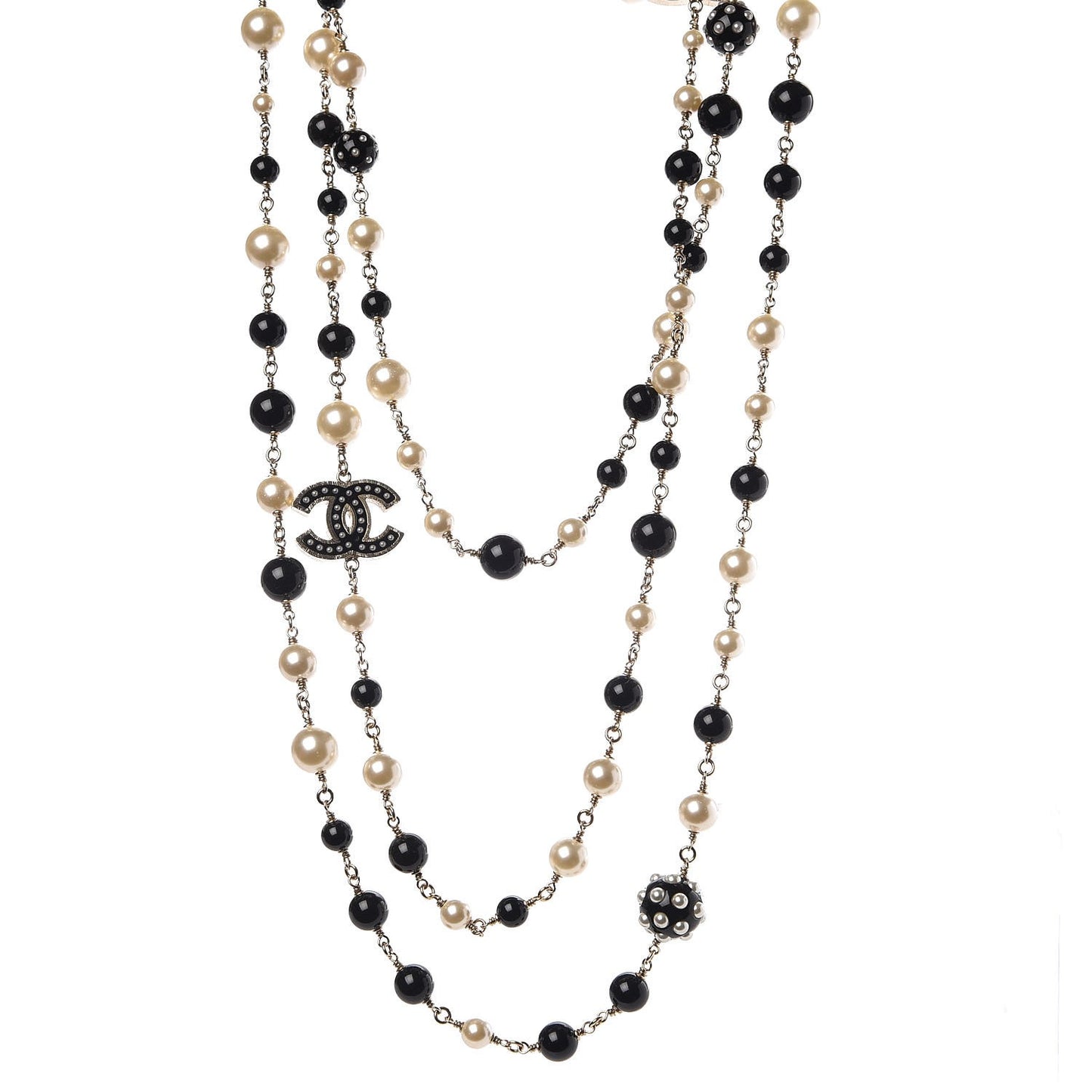 Resin Pearl Multi Strand CC Necklace Black