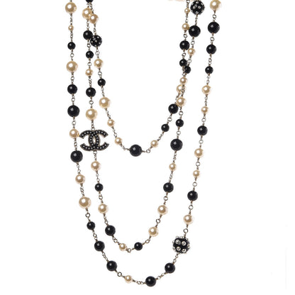 Chanel Resin Pearl Multi Strand CC Necklace Black 1 of 7