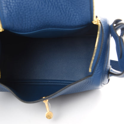 Hermes Taurillon Clemence Mini Lindy 20 Deep Bleu 5 of 11