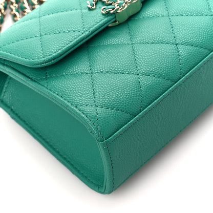 Chanel Caviar Quilted Double Chain Top Handle Flap With Chain Green 9 of 10