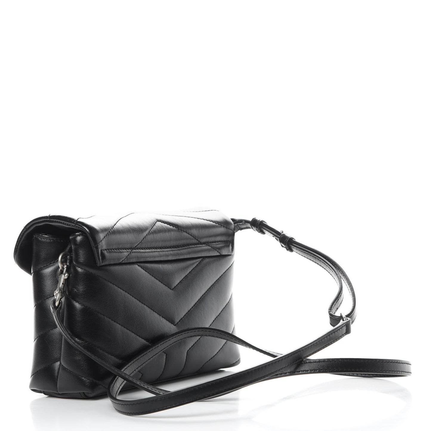 Calfskin Y Quilted Monogram Toy Loulou Crossbody Bag Black