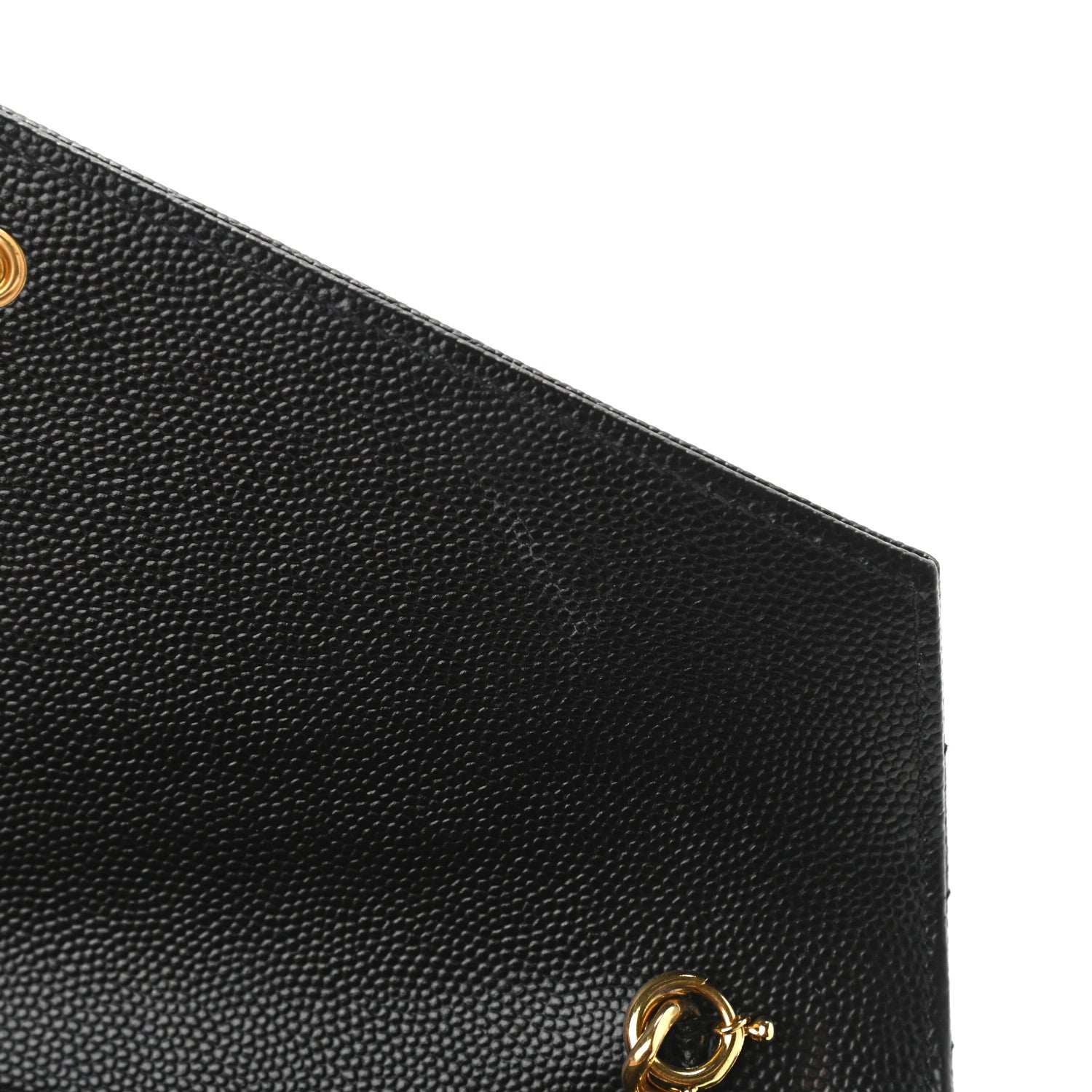 Saint Laurent Grain De Poudre Matelasse Chevron Monogram Envelope Chain Wallet Black 10 of 10