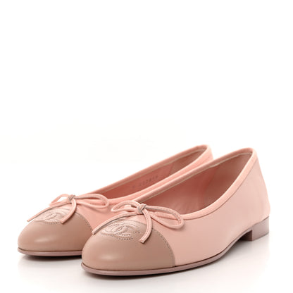 Chanel Lambskin Cap Toe CC Ballerina Flats 36.5 Light Pink Dark Pink 3 of 9