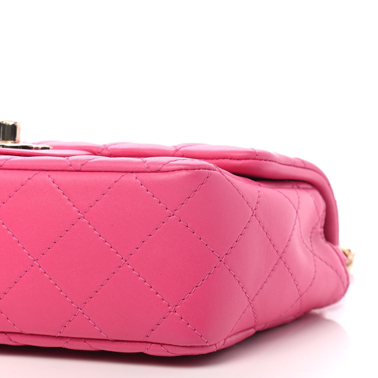 Chanel Lambskin Quilted Mini Rectangular Flap Dark Pink 9 of 9