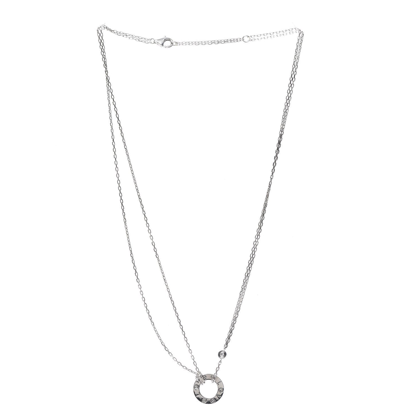 18K White Gold 2 Diamond LOVE Necklace