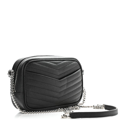 Saint Laurent Grain De Poudre Matelasse Monogram Mini Lou Camera Bag Black 3 of 9