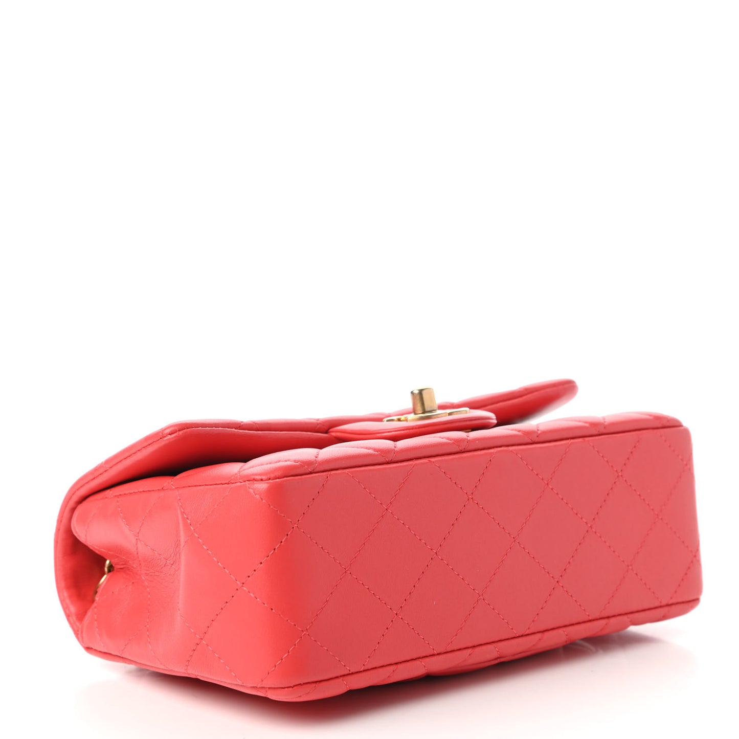 Lambskin Quilted Mini Rectangular Flap Red