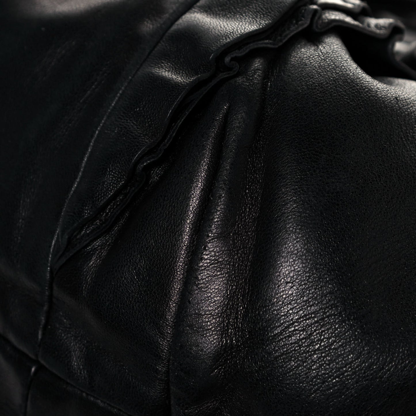 Nappa Ruffle Hobo Black