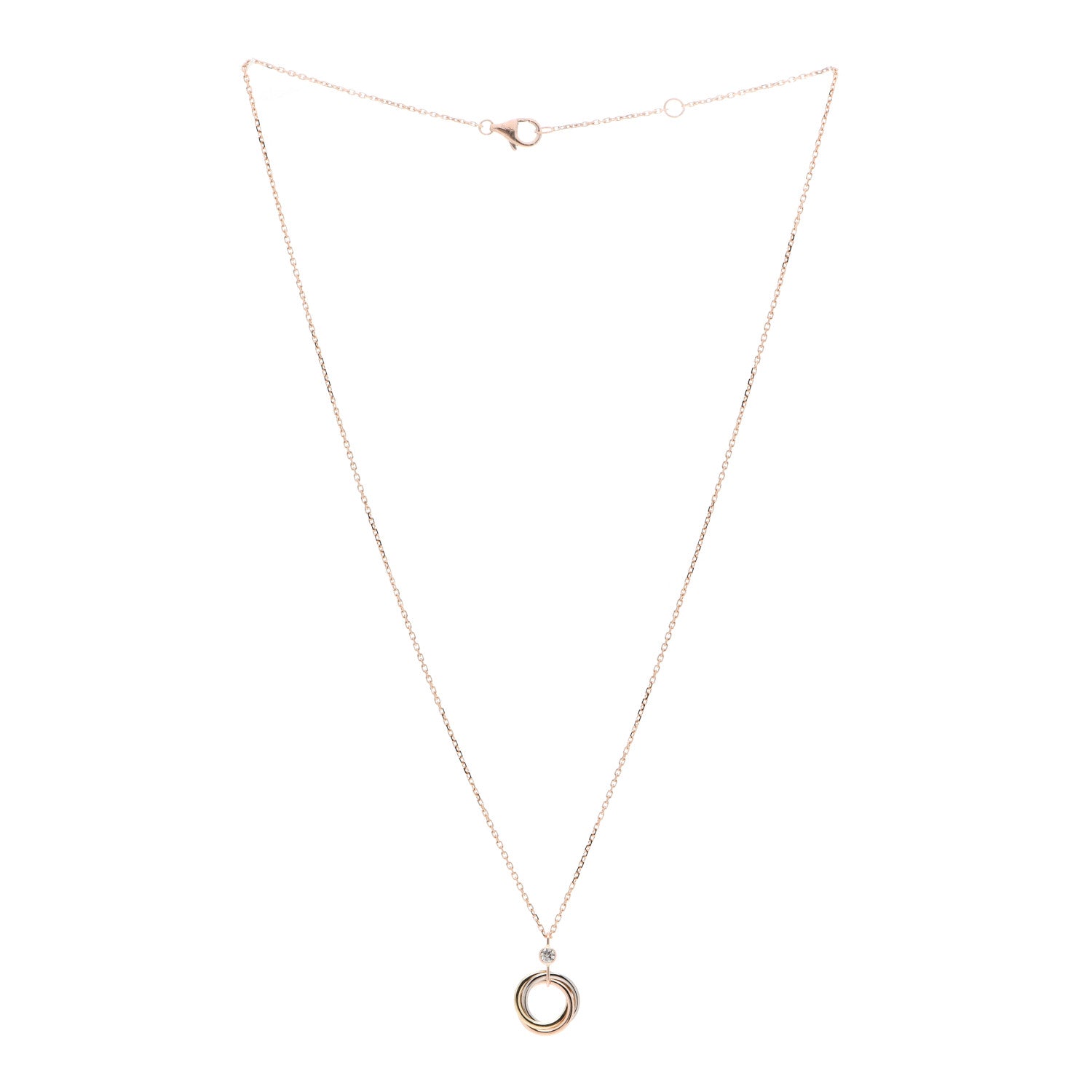 Cartier 18K Pink Yellow White Gold Diamond Trinity Pendant Necklace 3 of 5