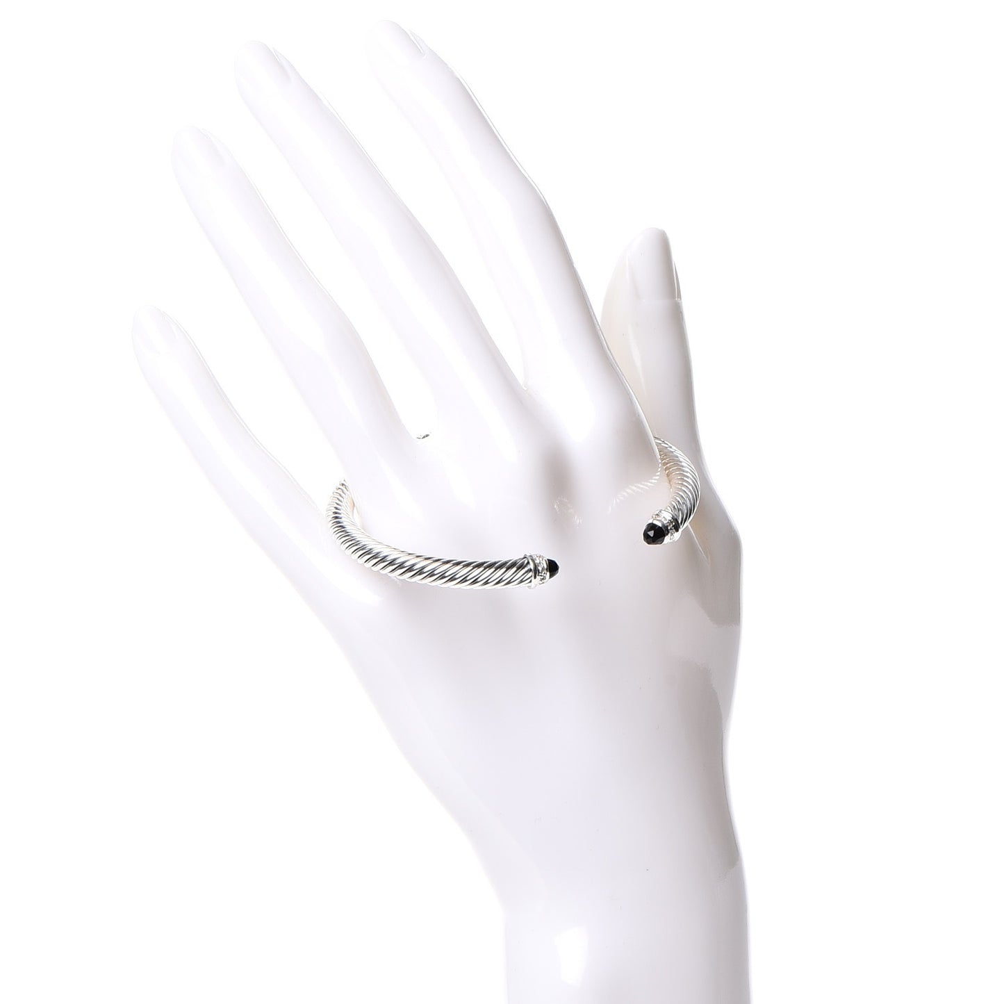 Sterling Silver Diamond Black Onyx 5mm Cable Classics Bracelet