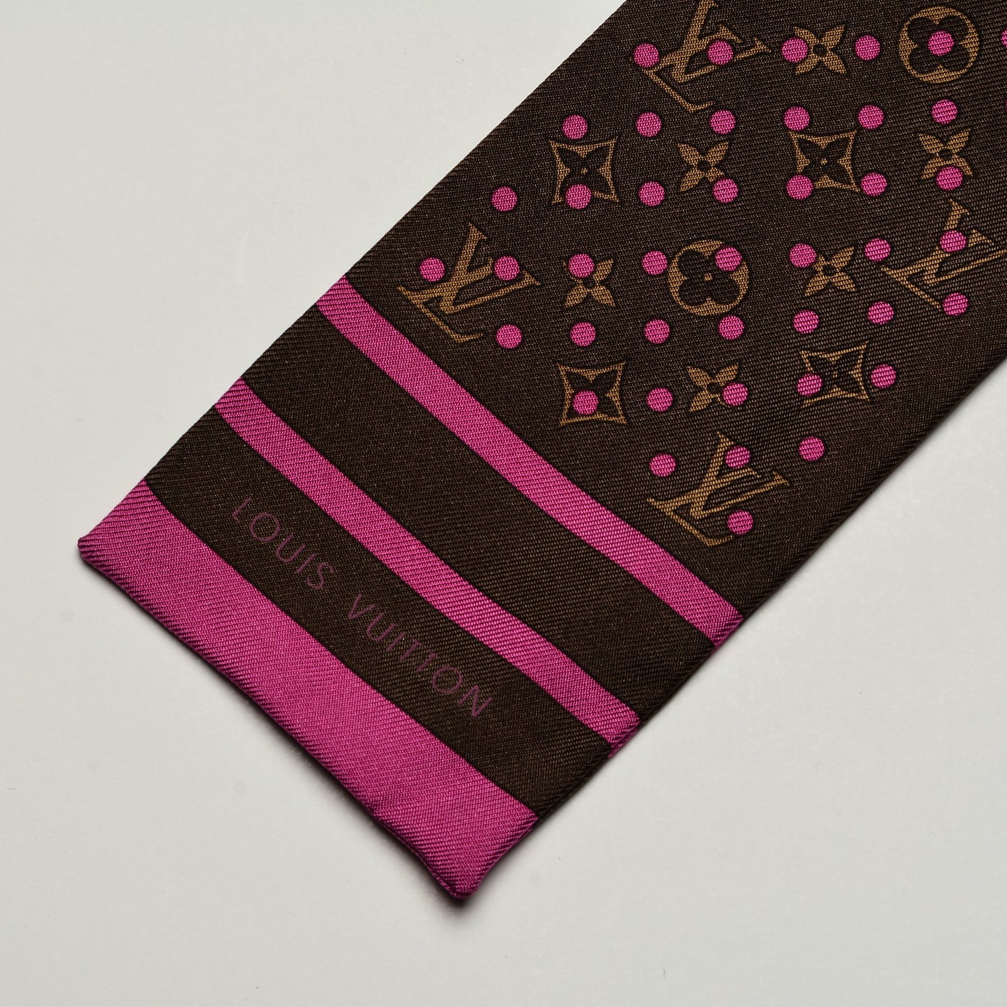 Silk Perforated Monogram Bandeau Fuchsia Brown