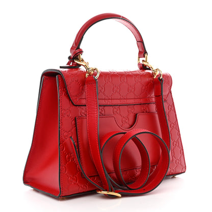 Gucci Guccissima Signature Small Padlock Top Handle Bag Hibiscus Red 3 of 13