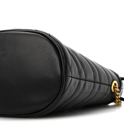 Gucci Calfskin Matelasse Mini GG Marmont 2.0 Bucket Bag Black 10 of 11