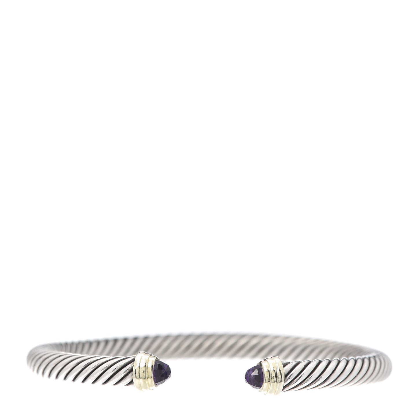 Sterling Silver 14K Yellow Gold Amethyst 5mm Cable Classics Petite Color Bracelet