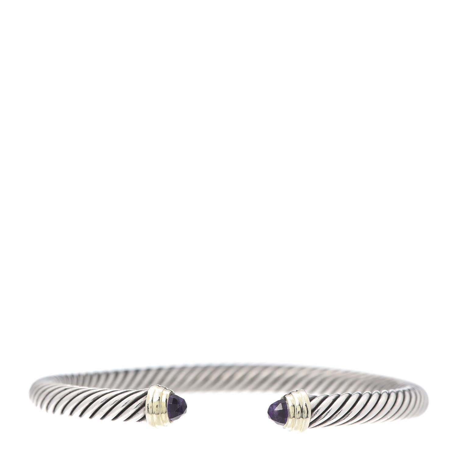 David Yurman Sterling Silver 14K Yellow Gold Amethyst 5mm Cable Classics Petite Color Bracelet 1 of 5