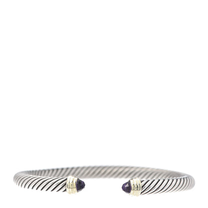 David Yurman Sterling Silver 14K Yellow Gold Amethyst 5mm Cable Classics Petite Color Bracelet 1 of 5