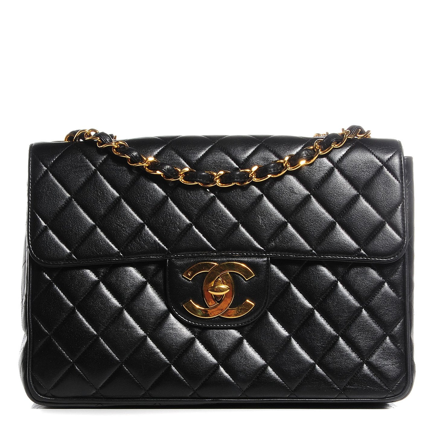 Lambskin Quilted Jumbo Flap Black