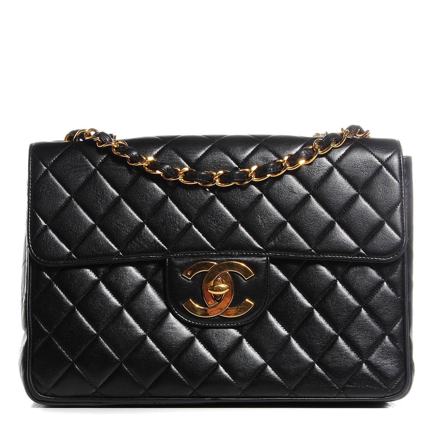 Chanel Lambskin Quilted Jumbo Flap Black 1 of 10