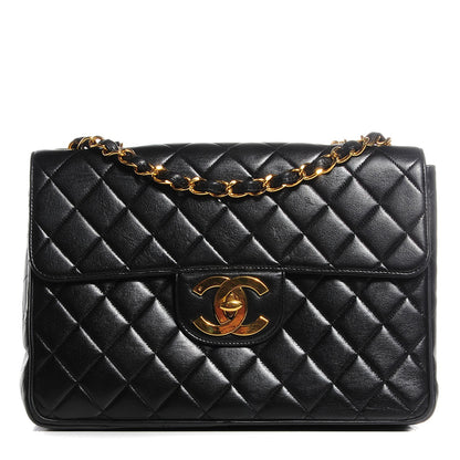 Chanel Lambskin Quilted Jumbo Flap Black 1 of 10