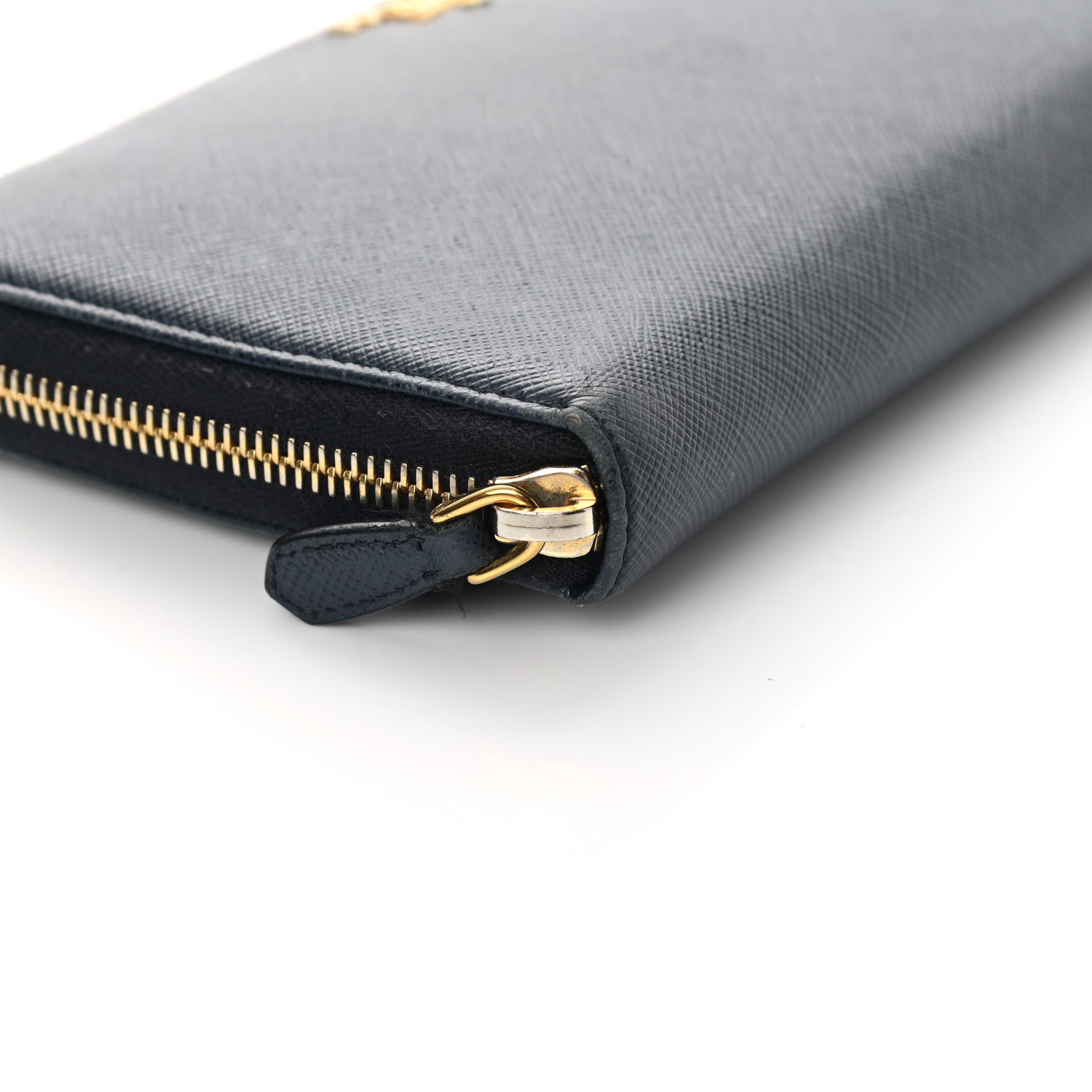 Prada Saffiano Metal Large Zip Around Travel Wallet Baltico 10 of 17