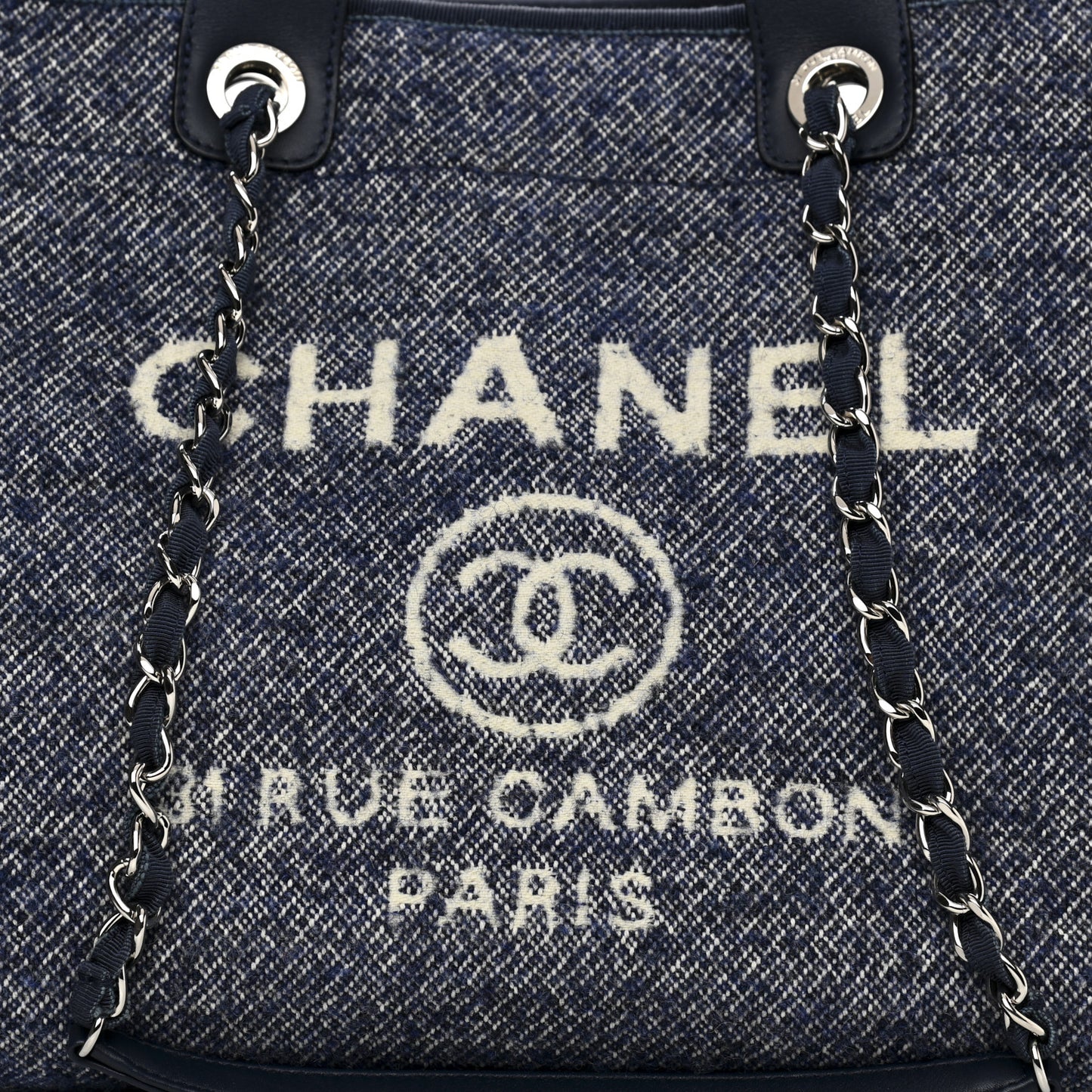 Mixed Fibers Calfskin Medium Deauville Tote Blue