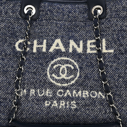 Chanel Mixed Fibers Calfskin Medium Deauville Tote Blue 8 of 10