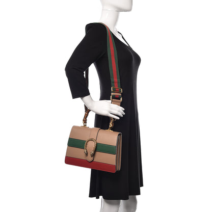 Gucci Calfskin Bamboo Web Medium Dionysus Top Handle Bag Camelia Bright Evergreen Hibiscus Red 2 of 10