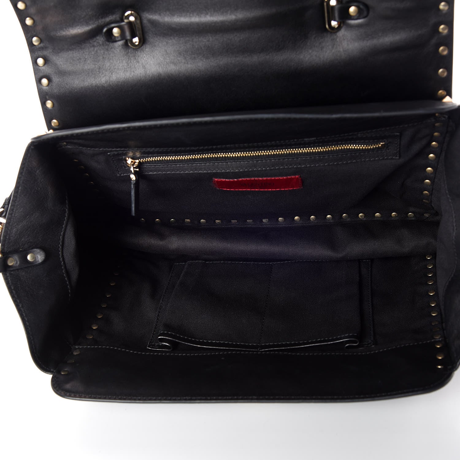 Valentino Garavani Vitello Rockstud Single Handle Flap Tote Black 8 of 14