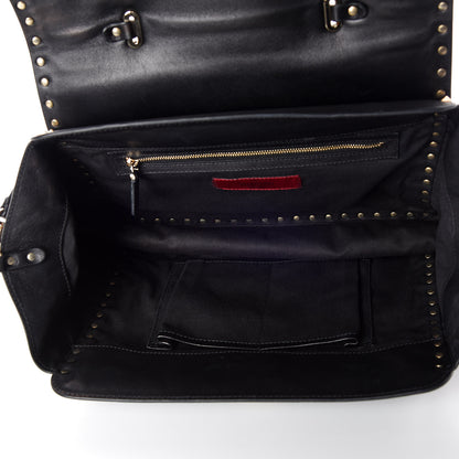 Valentino Garavani Vitello Rockstud Single Handle Flap Tote Black 8 of 14