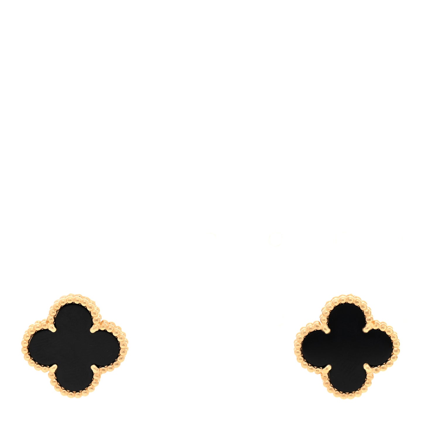 18k Yellow Gold Black Onyx Vintage Alhambra Earrings