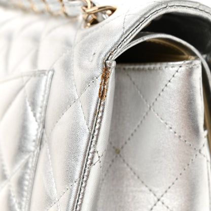 Chanel Metallic Lambskin Quilted Jumbo Double Flap Silver 11 of 15