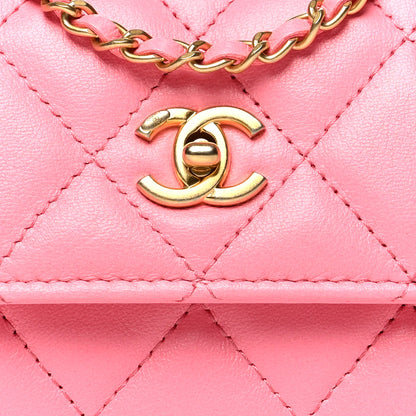 Chanel Lambskin Quilted Pearl Crush Clutch With Chain Pink 7 of 9