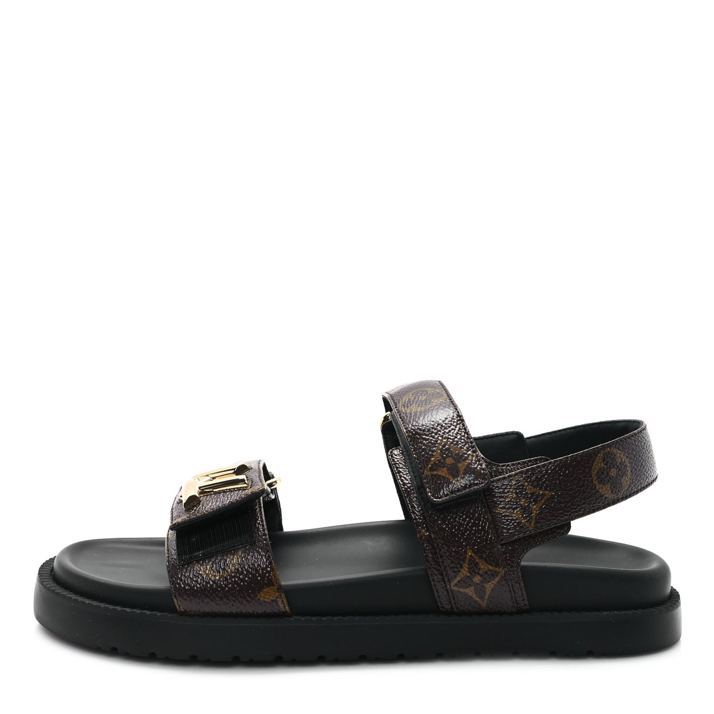Monogram LV Sunset Comfort Flat Sandals 38 Cacao Brown