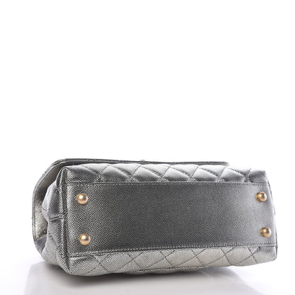 Chanel Metallic Caviar Quilted Mini Coco Handle Flap Silver 4 of 10