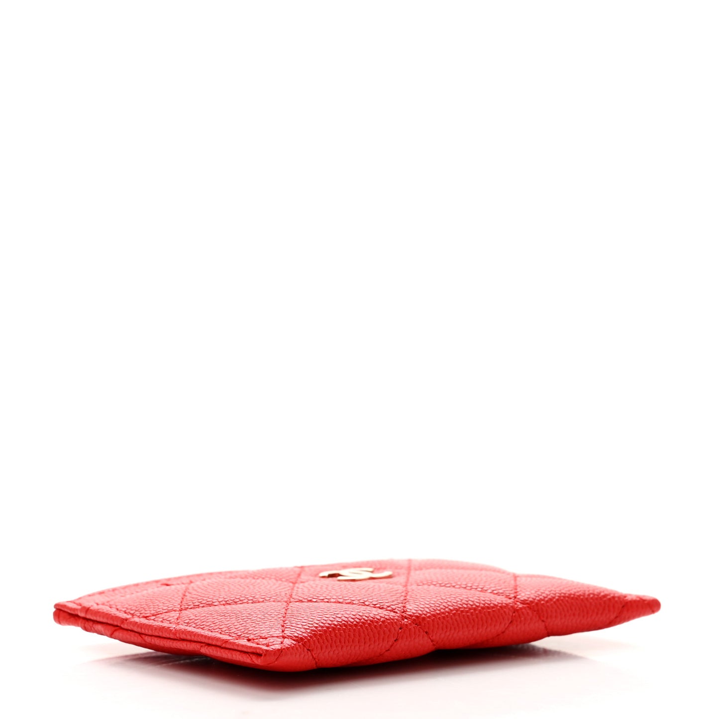 Caviar Quilted Card Holder Red