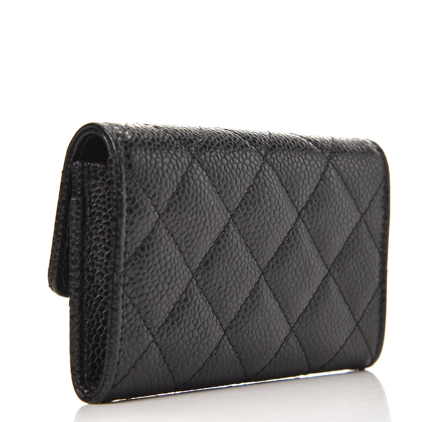 Caviar Quilted Flap Card Holder Black